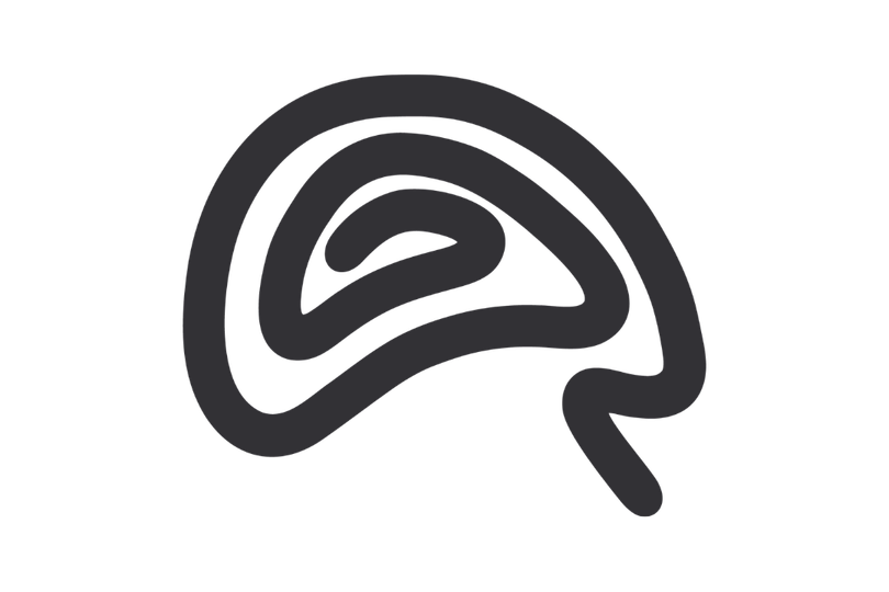 Line drawing of a human brain outline.