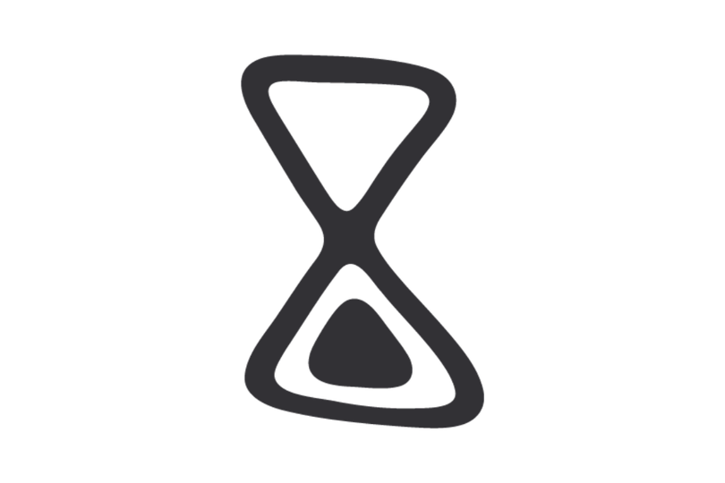 Illustration of an hourglass with an abstract, minimalist design.