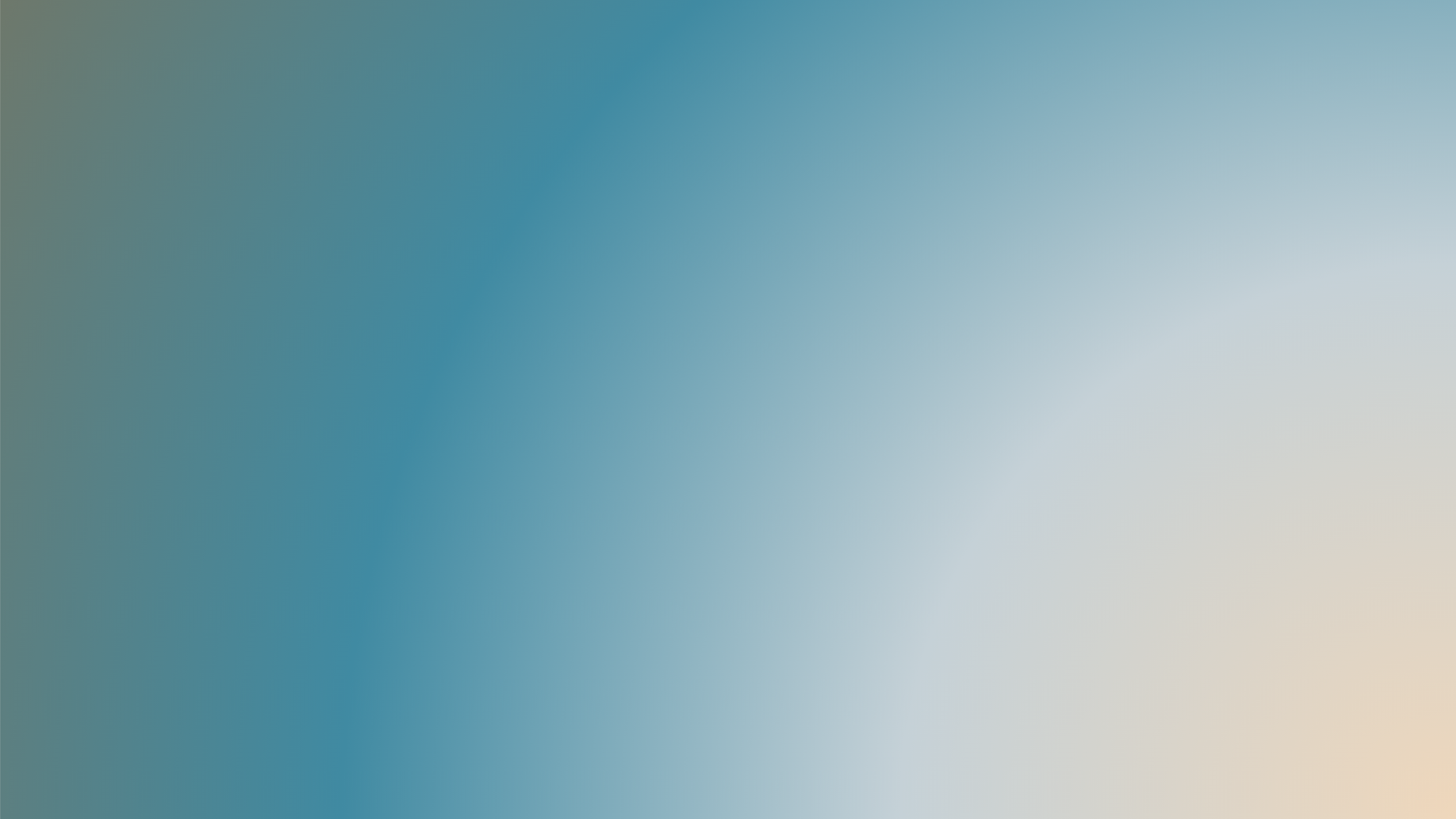 A blurred, gradient background with shades of teal, blue, and beige.