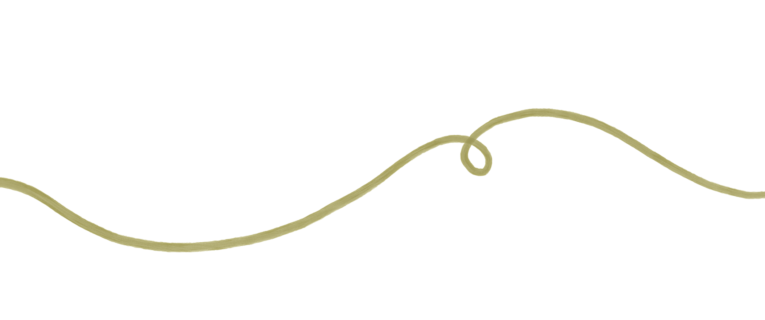 A light green fishing line with a small knot, floating above a darker blue horizontal line on a black background.