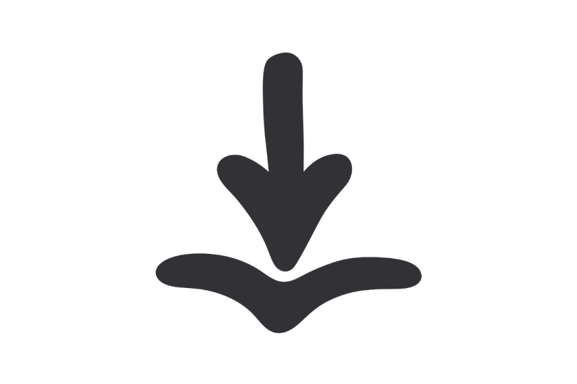 Downward pointing arrow above an open hand, indicating download or receiving action.