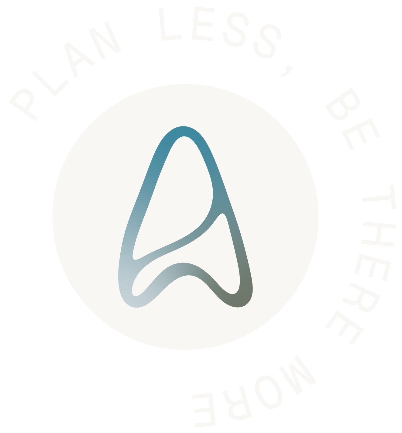 Logo with a stylized letter A outline in gradient blue and gray on a white background, with a partial black and cyan design in the top left corner.