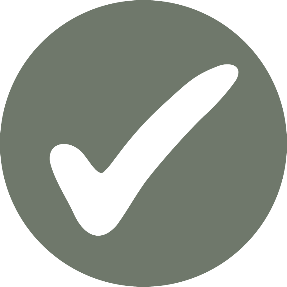 Gray circle with a black check mark inside
