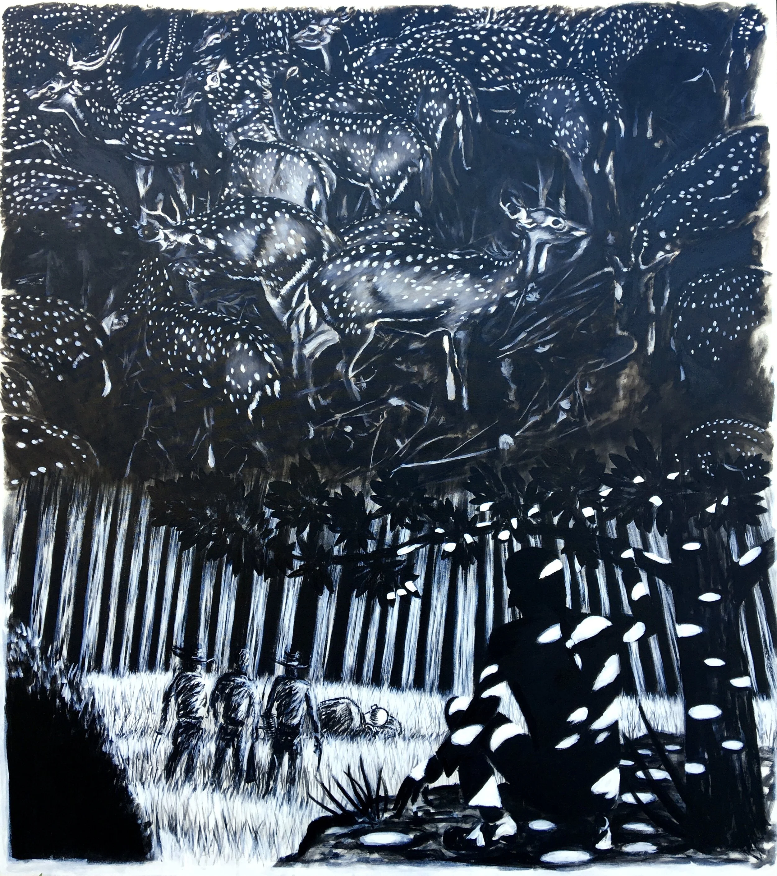 NIGHT OF THE COWARDS, 2018
Oil on canvas, 56 x 50 inches (Mark Moore Fine Art, sold)
