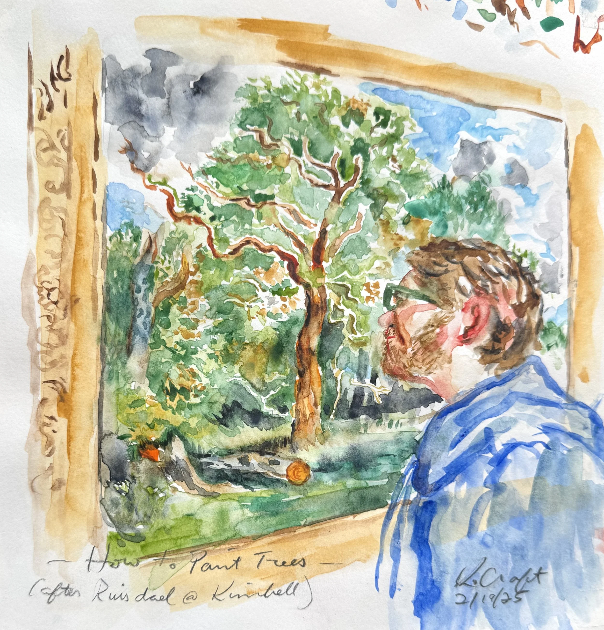 How To Paint Trees (study #2), 2025. Watercolor, 9 x 9 inches
