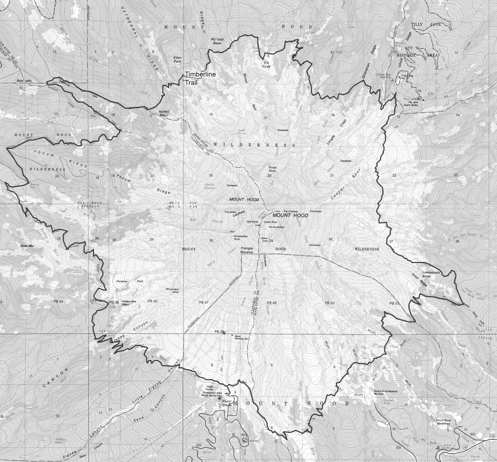 Topo map for Timberline Loop Trail in Oregon on the Loop Trails Strategy website.