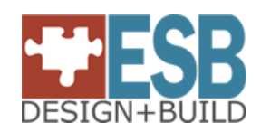 ESB Design + Build logo with a puzzle piece icon