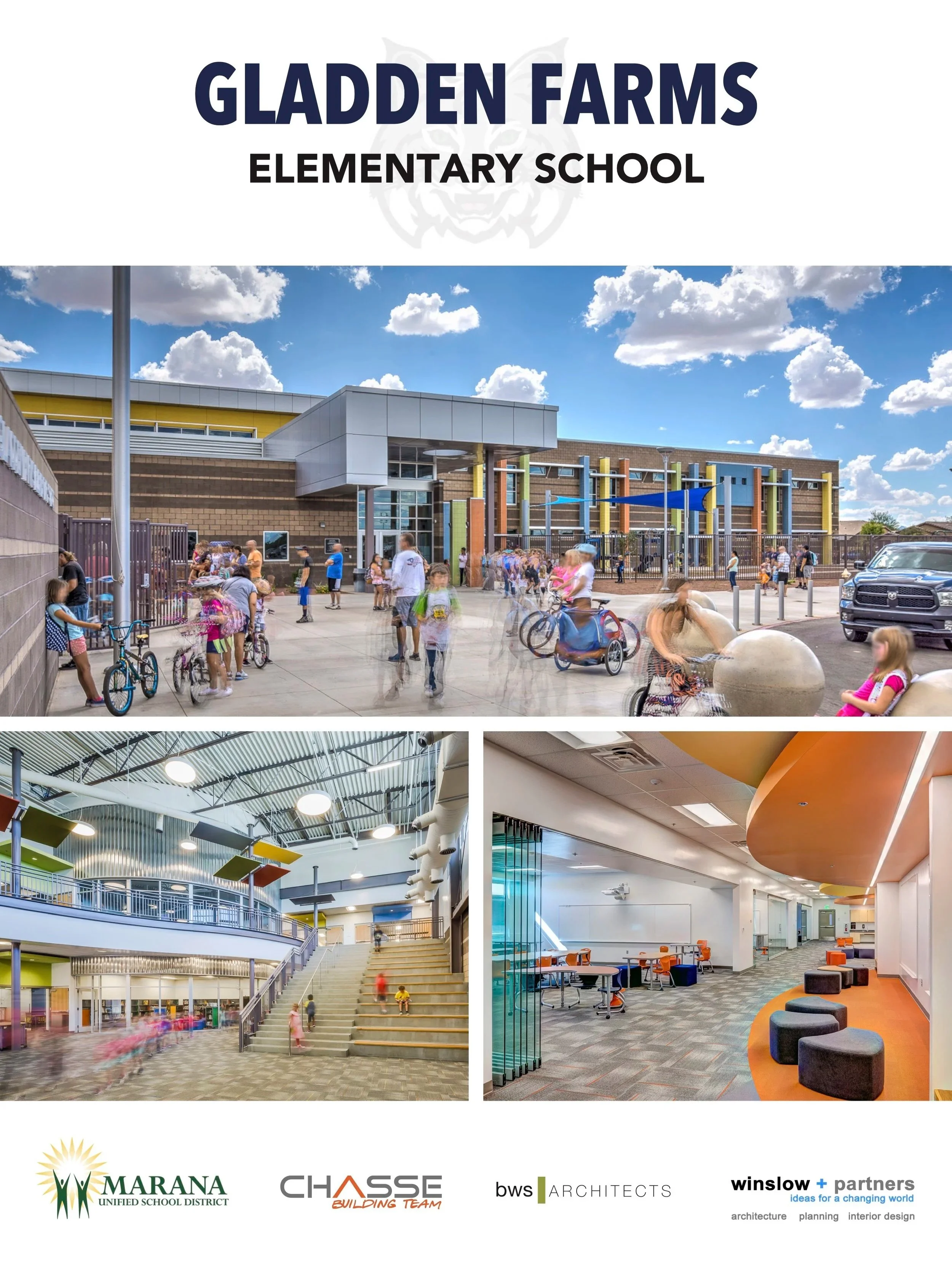 children at new Gladden Farms Elementary school facility 