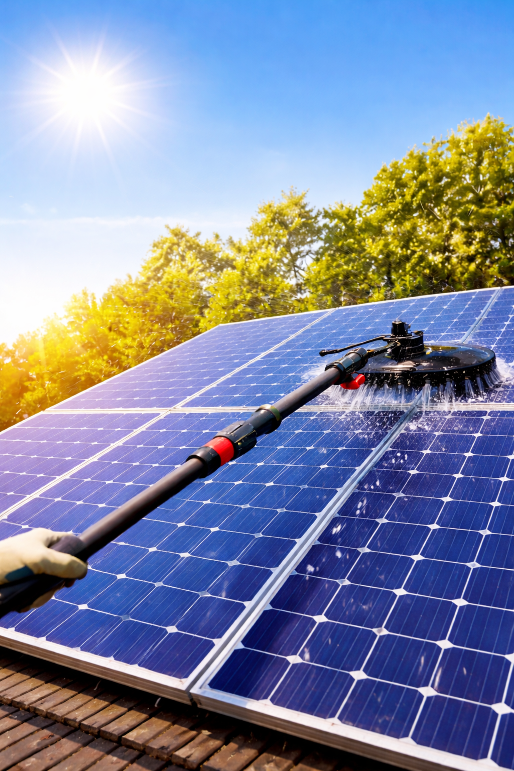 Single Story Solar Panel Cleaning