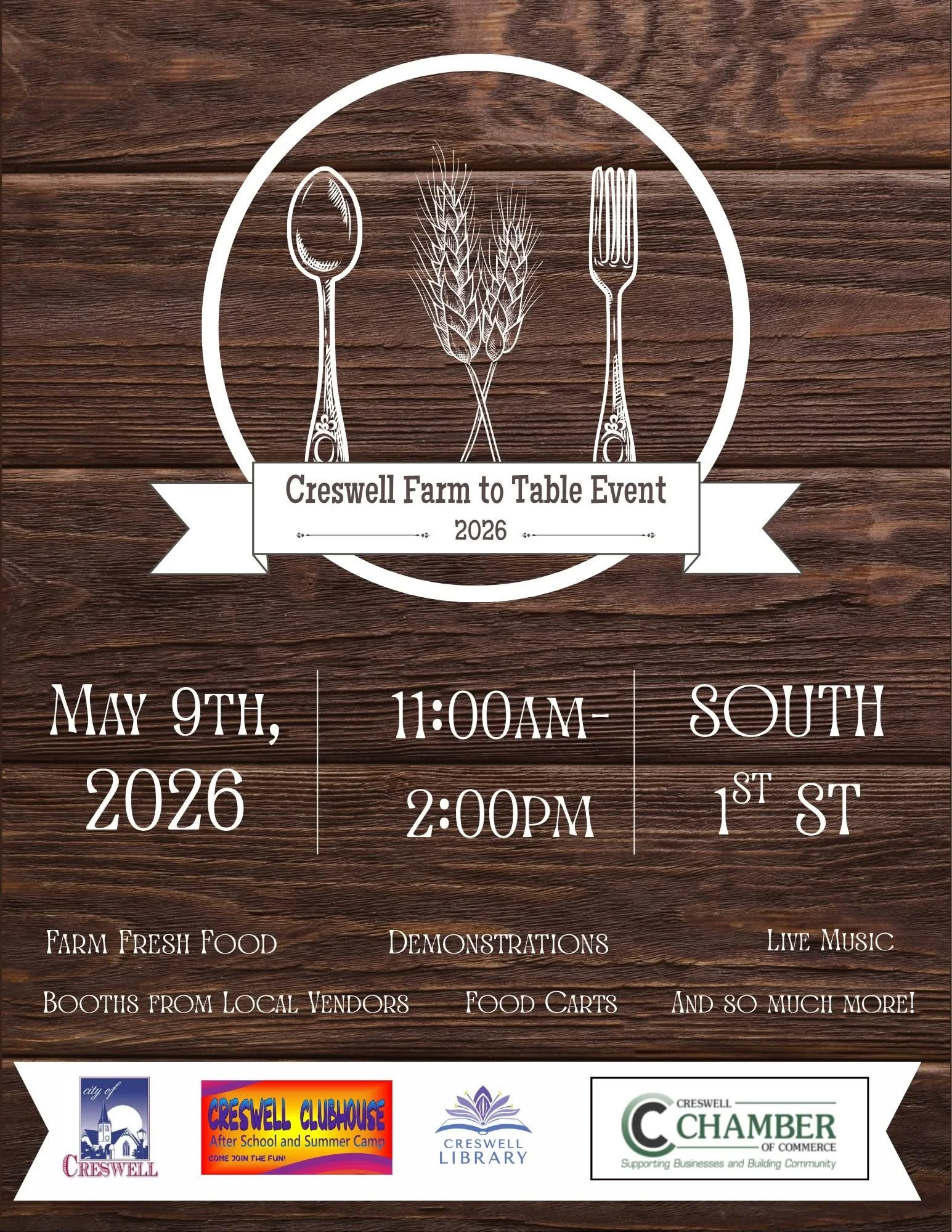 May 9th: Downtown Creswell Farm to Table Event