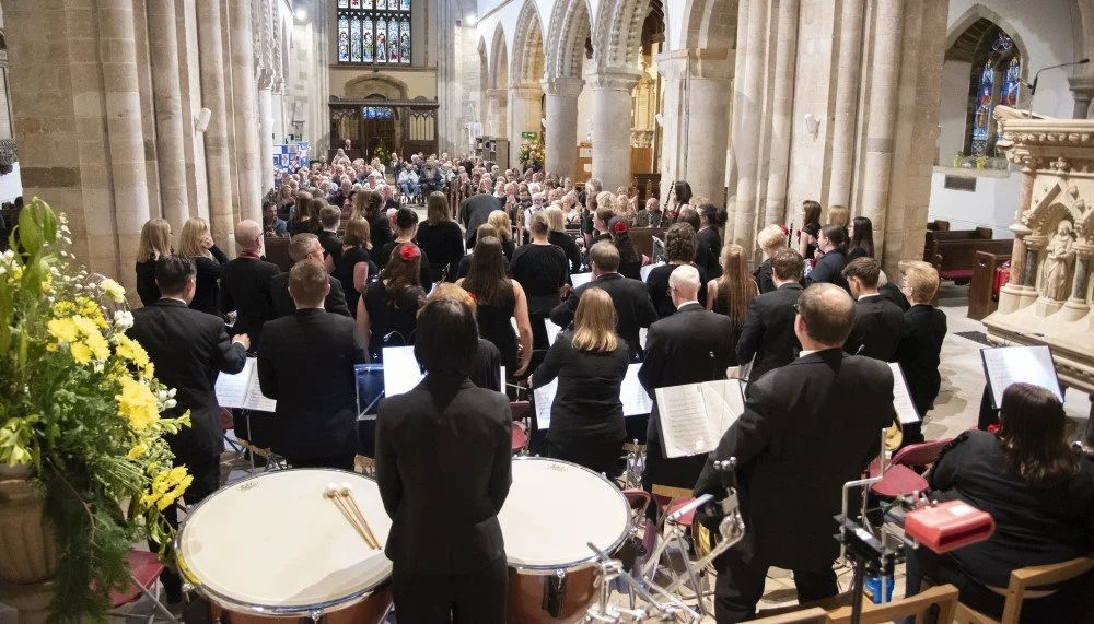 What instruments are in a concert band?
