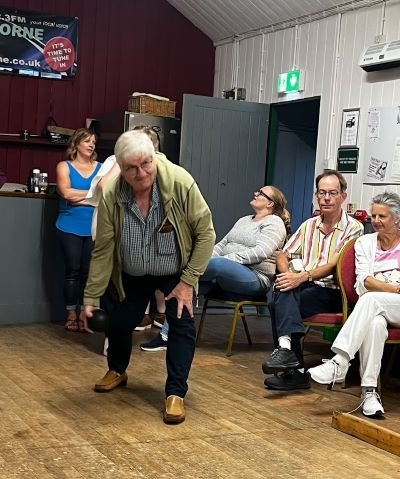 Graham playing skittles