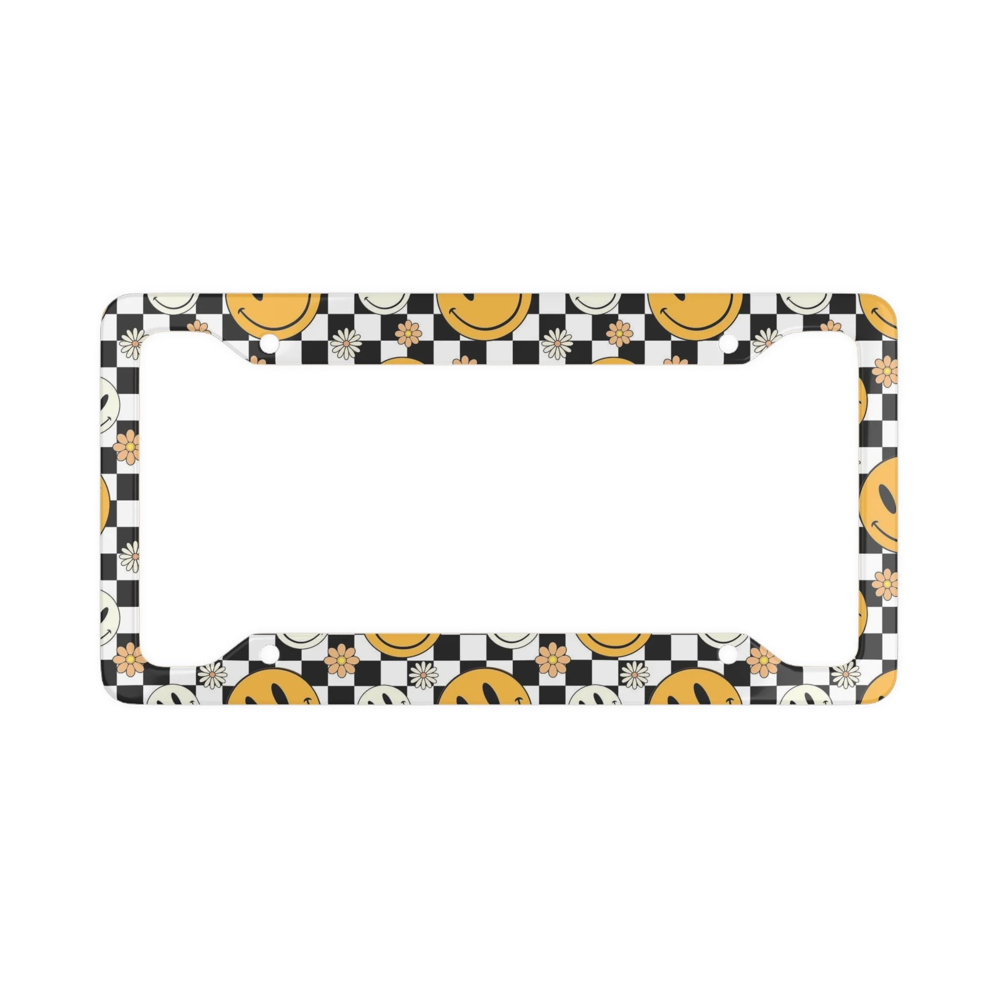 Smiley Checkerboard License Plate Frame