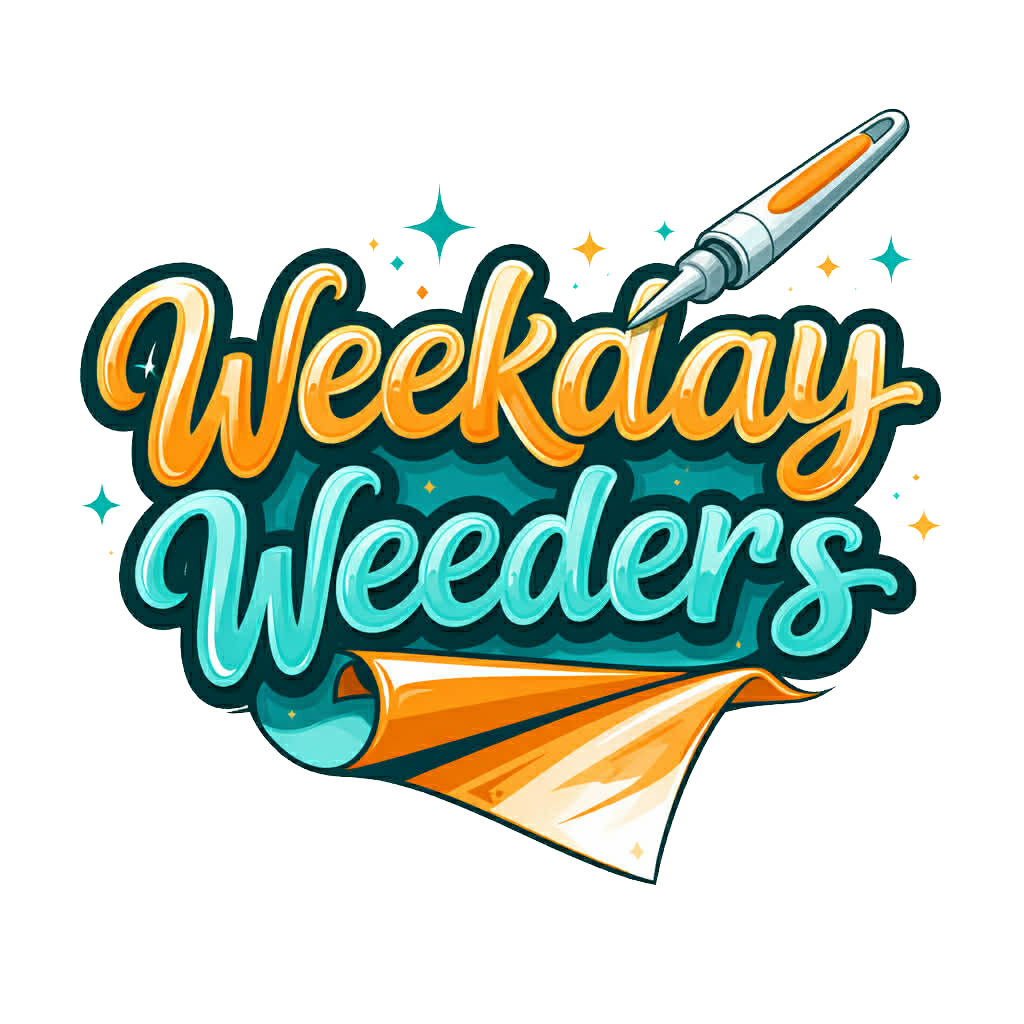 Colorful logo with the text "Weekday Welders" in orange and light blue, featuring a welding torch with sparks and a welding mask at the bottom.