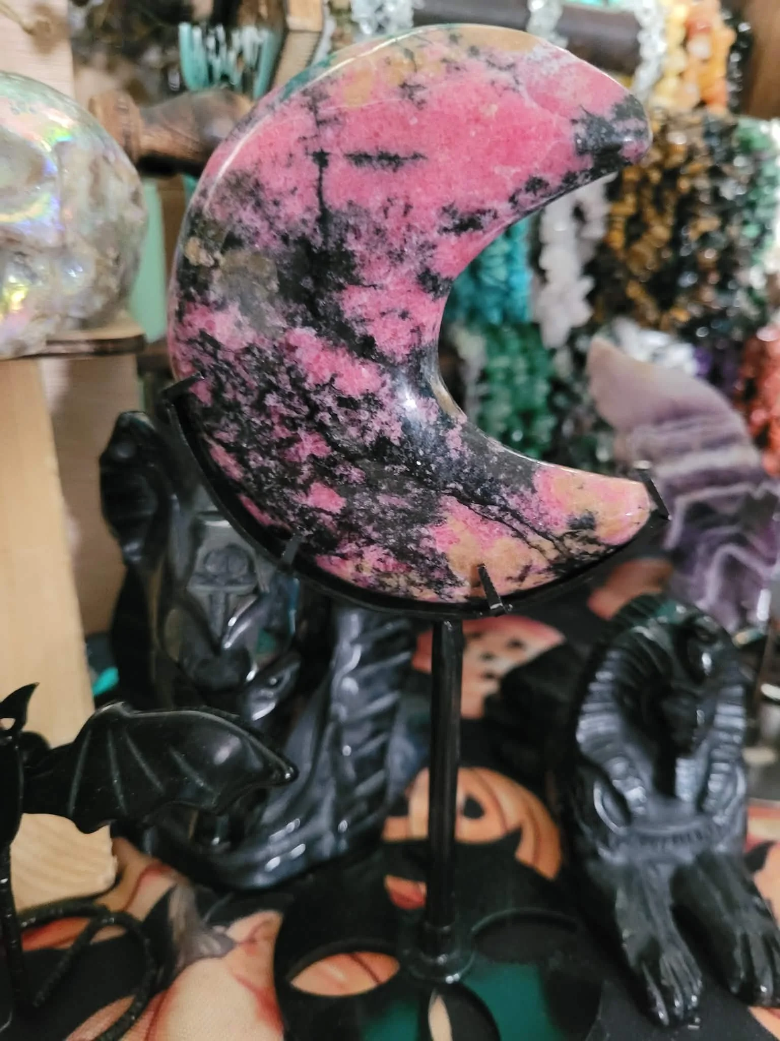 Rhodonite moon and stand