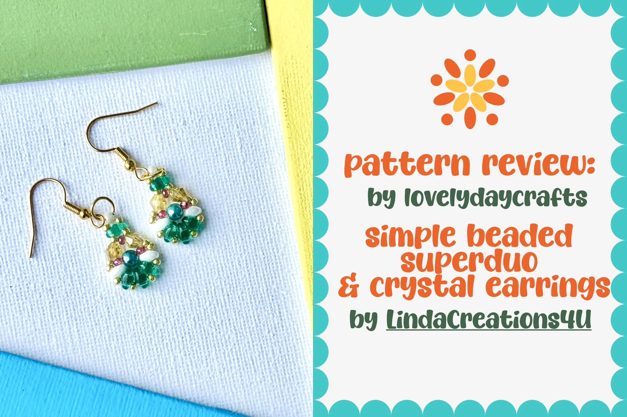 Simple Beaded SuperDuo &amp; Crystal Earrings