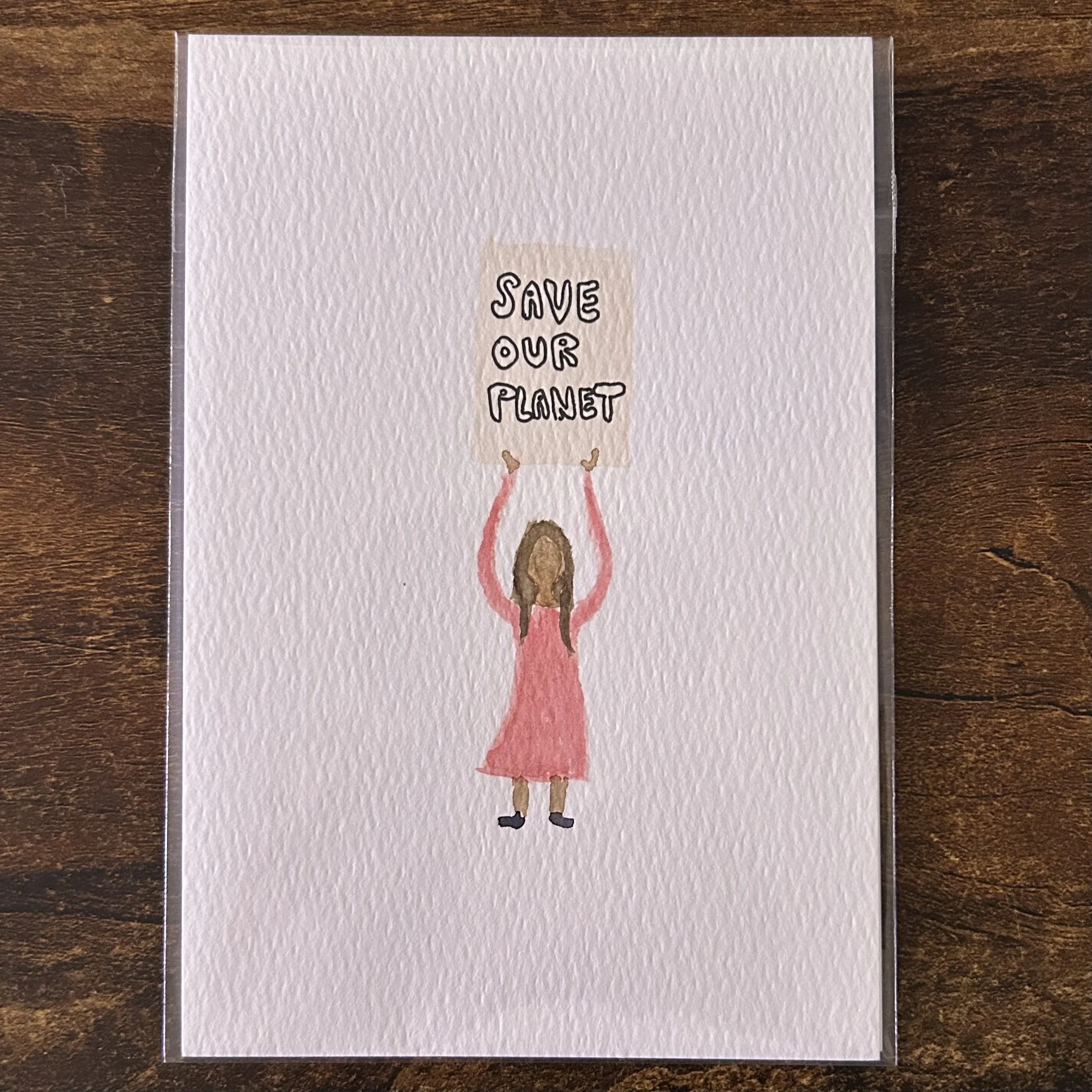 SAVE OUR PLANET - Watercolor Original (4x6)