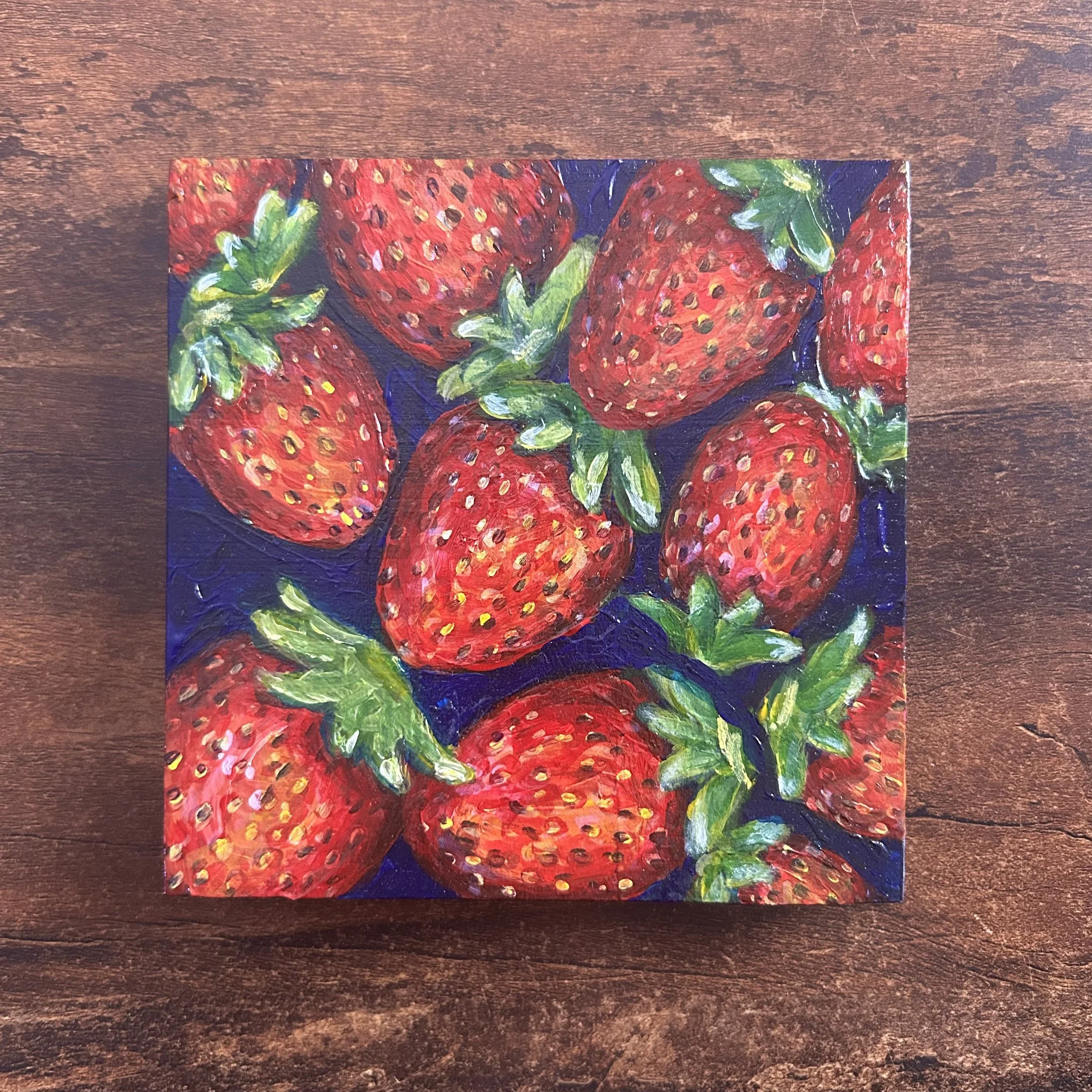 STRAWBERRY CLUSTER - Acrylic Original (6x6)