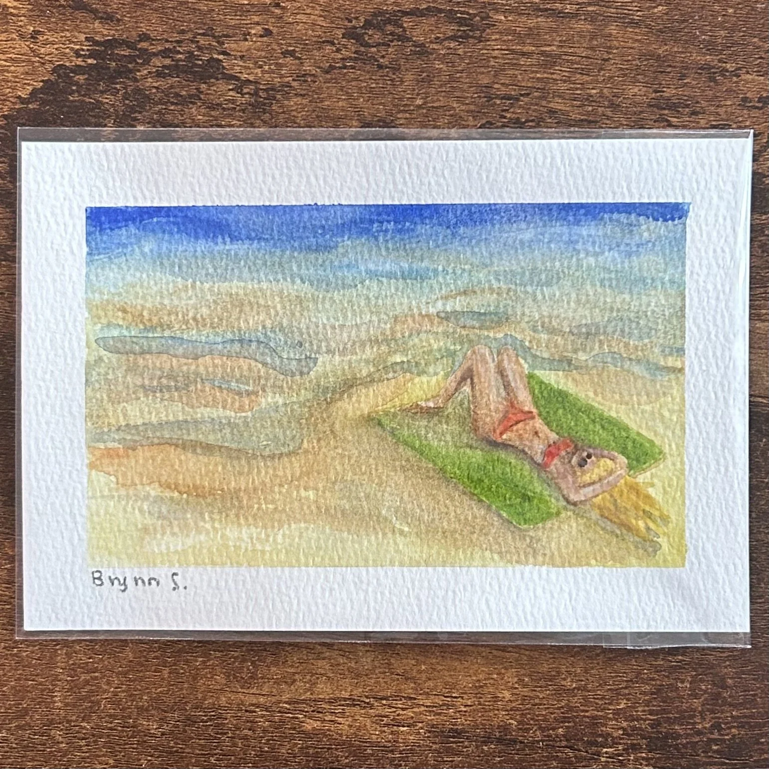 SUN BUM - Watercolor Original (4x6)