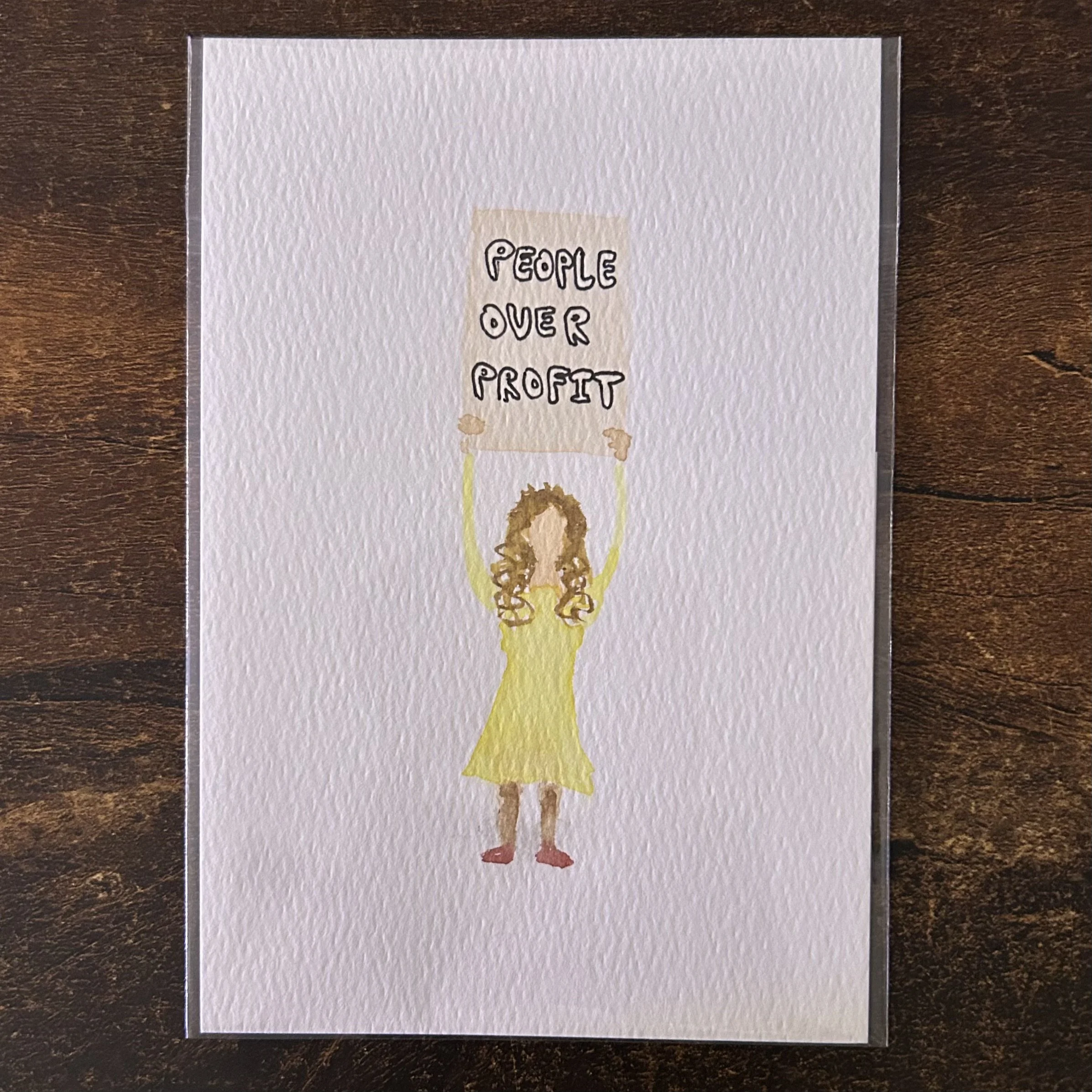 PEOPLE OVER PROFIT - Watercolor Original (4x6)