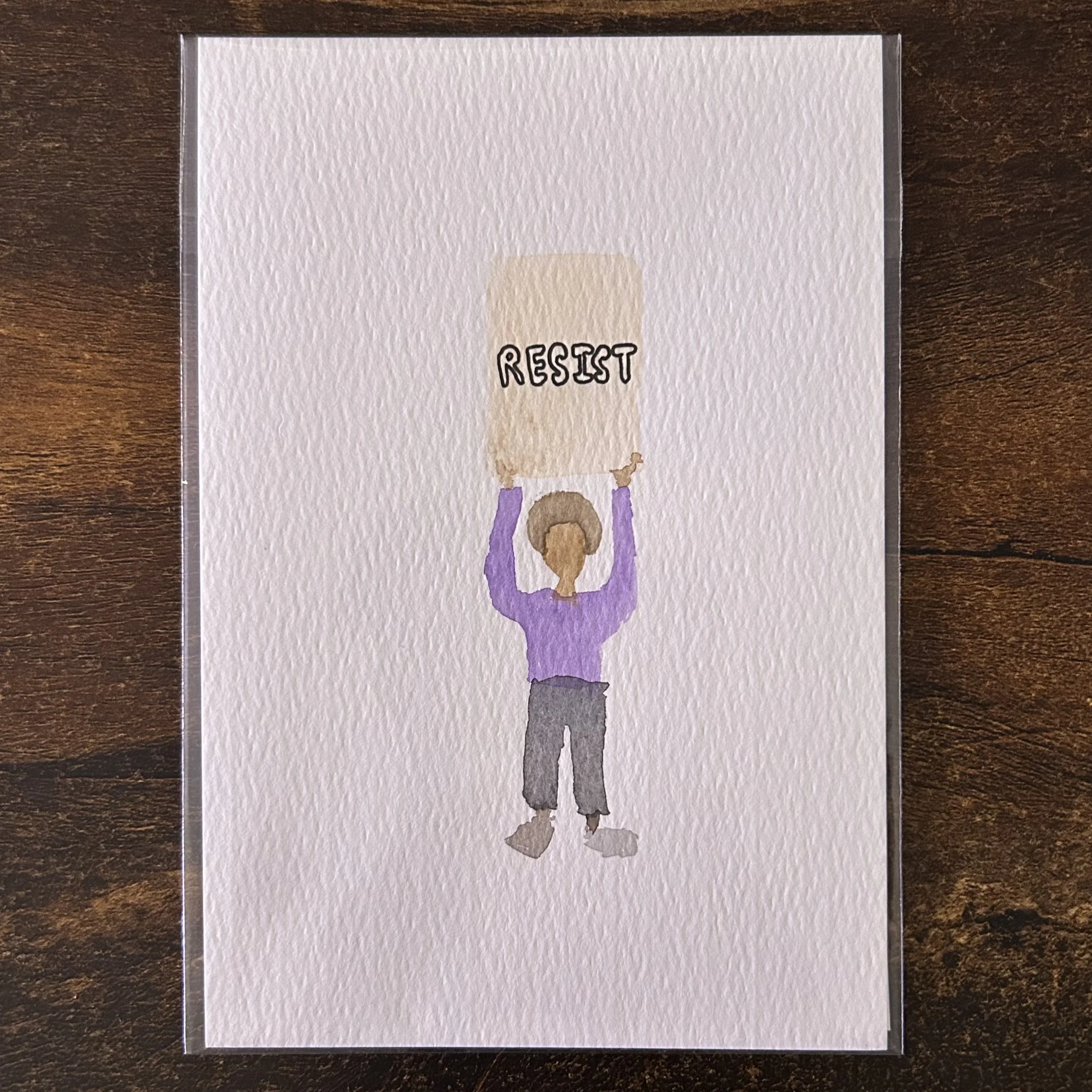 RESIST - Watercolor Original (4x6)