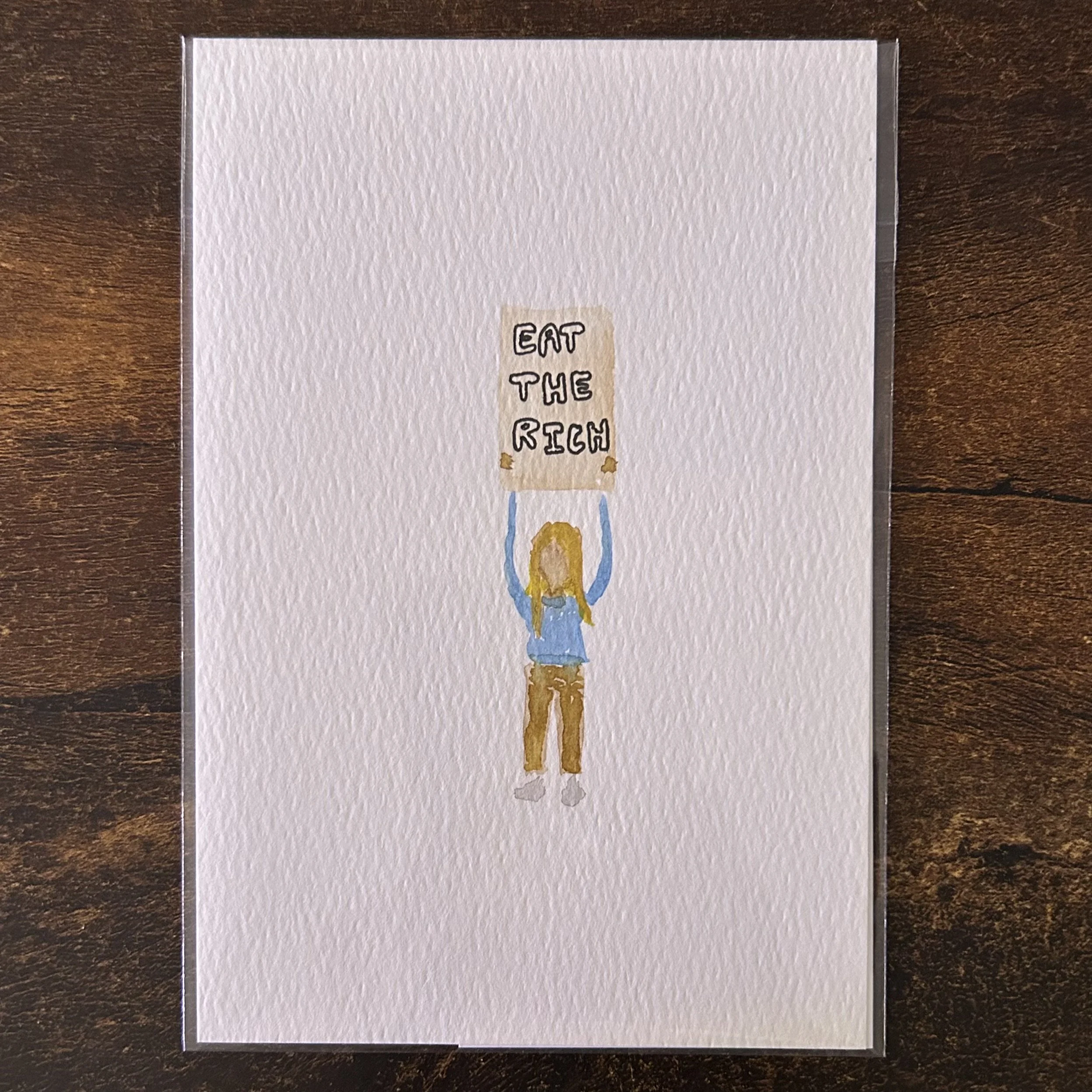 EAT THE RICH - Watercolor Original (4x6)