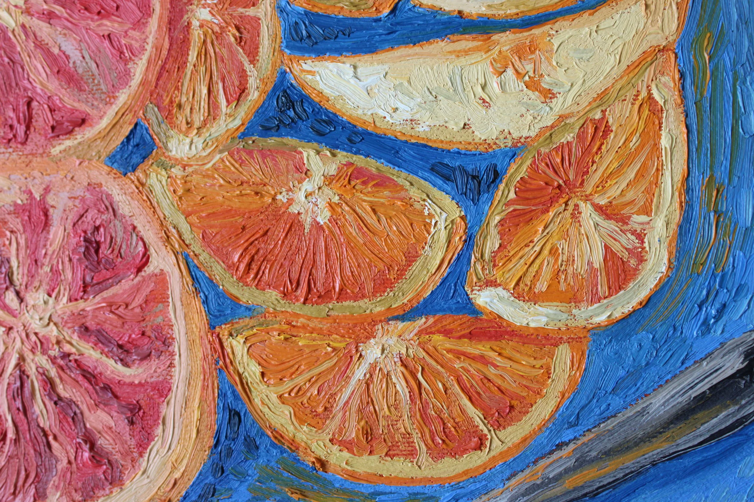 Detail view, focuses on the orange slices.
