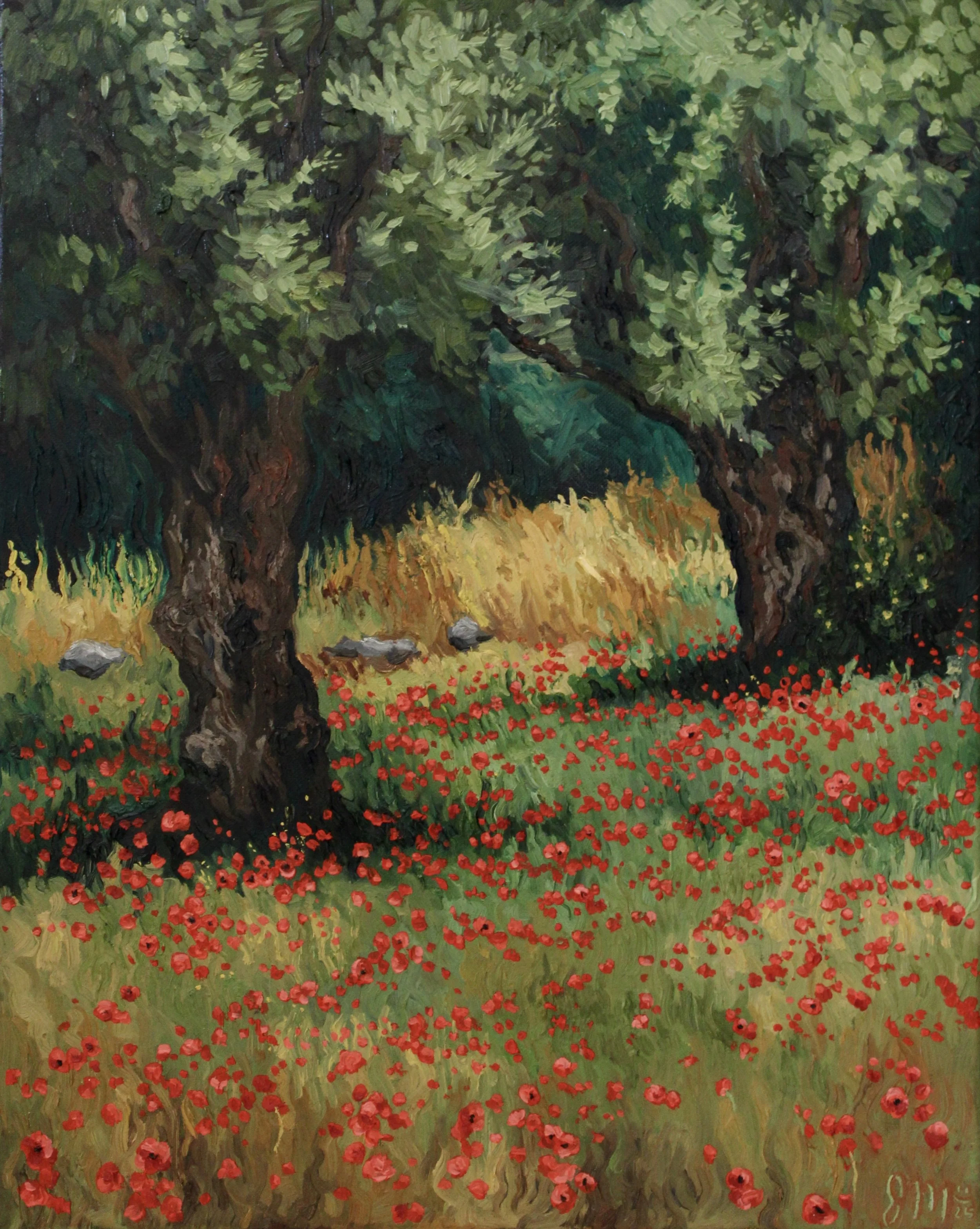Olive Poppy Field