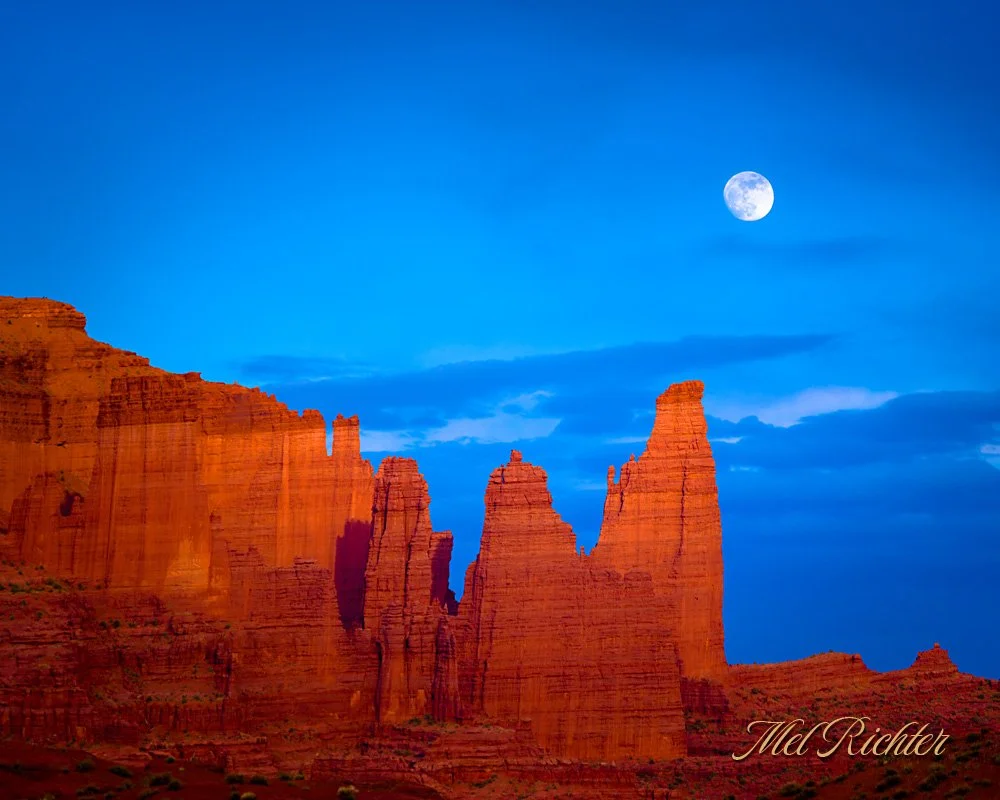 Moonrise on Fisher Towers