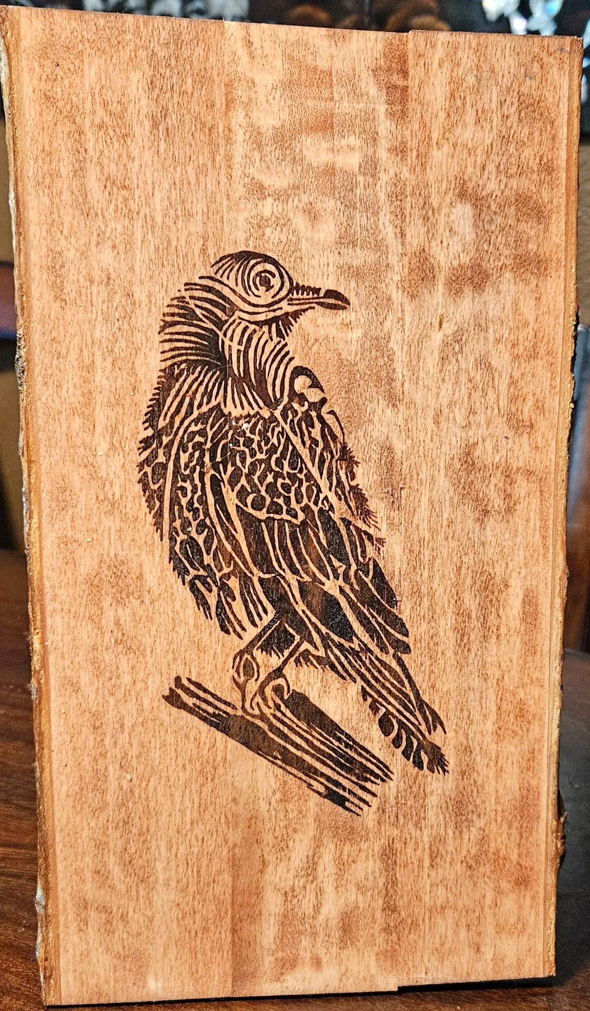 Raven on Wood Plank