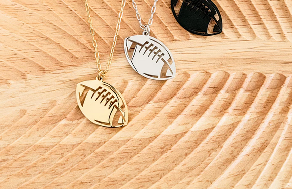 Engravable - Football Pendant Necklace
