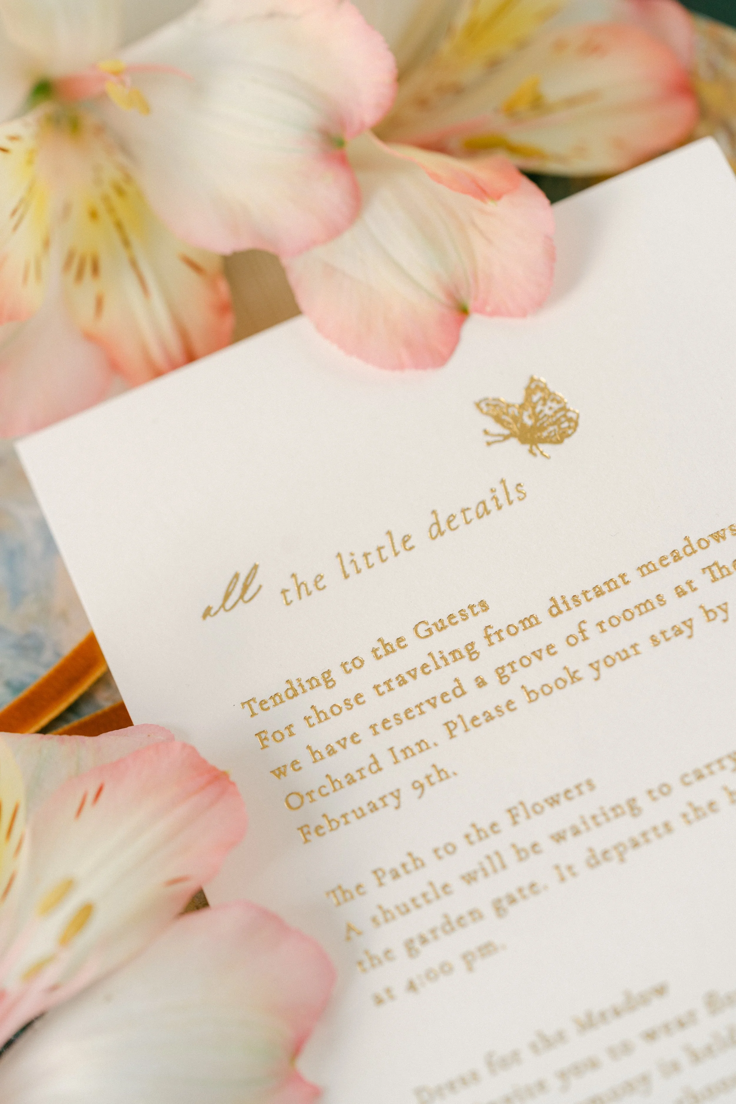 Gold foil details card wedding invitation