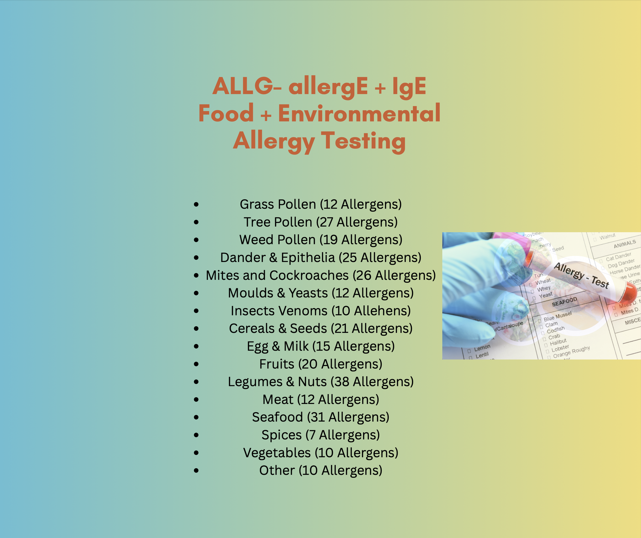 ALLG- allergE + IgE Food + Environmental Allergy Testing