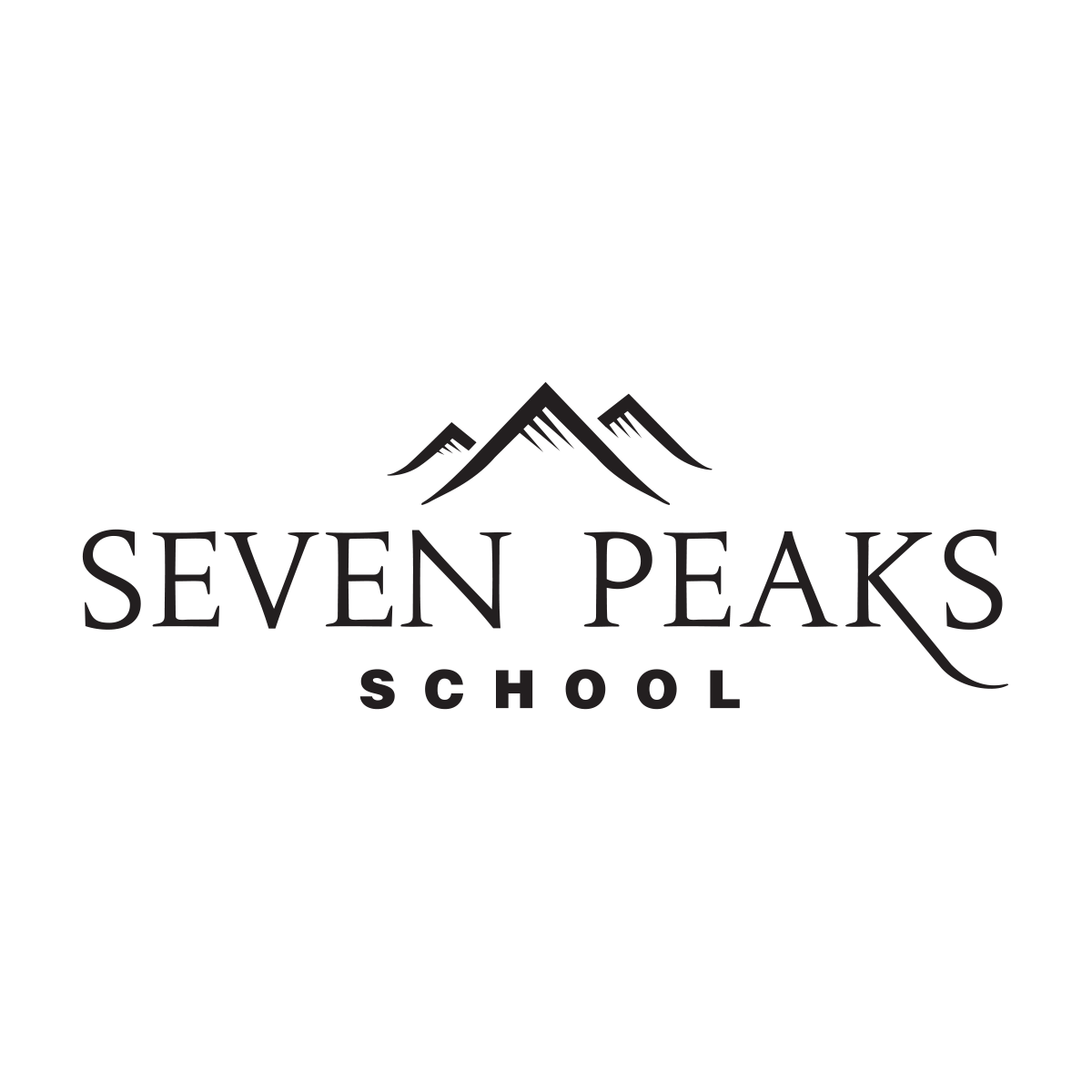Logo for Seven Peaks School featuring stylized mountain peaks and the text 'Seven Peaks School'.