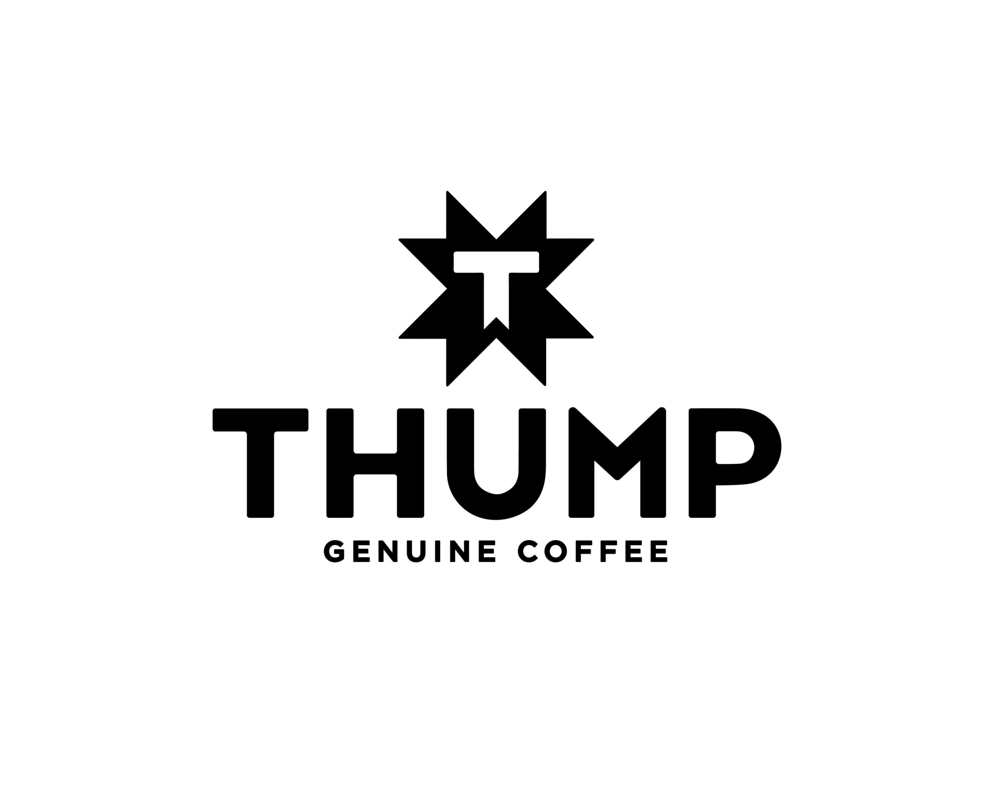 Logo for Thump Genuine Coffee with a star and a T at the center.