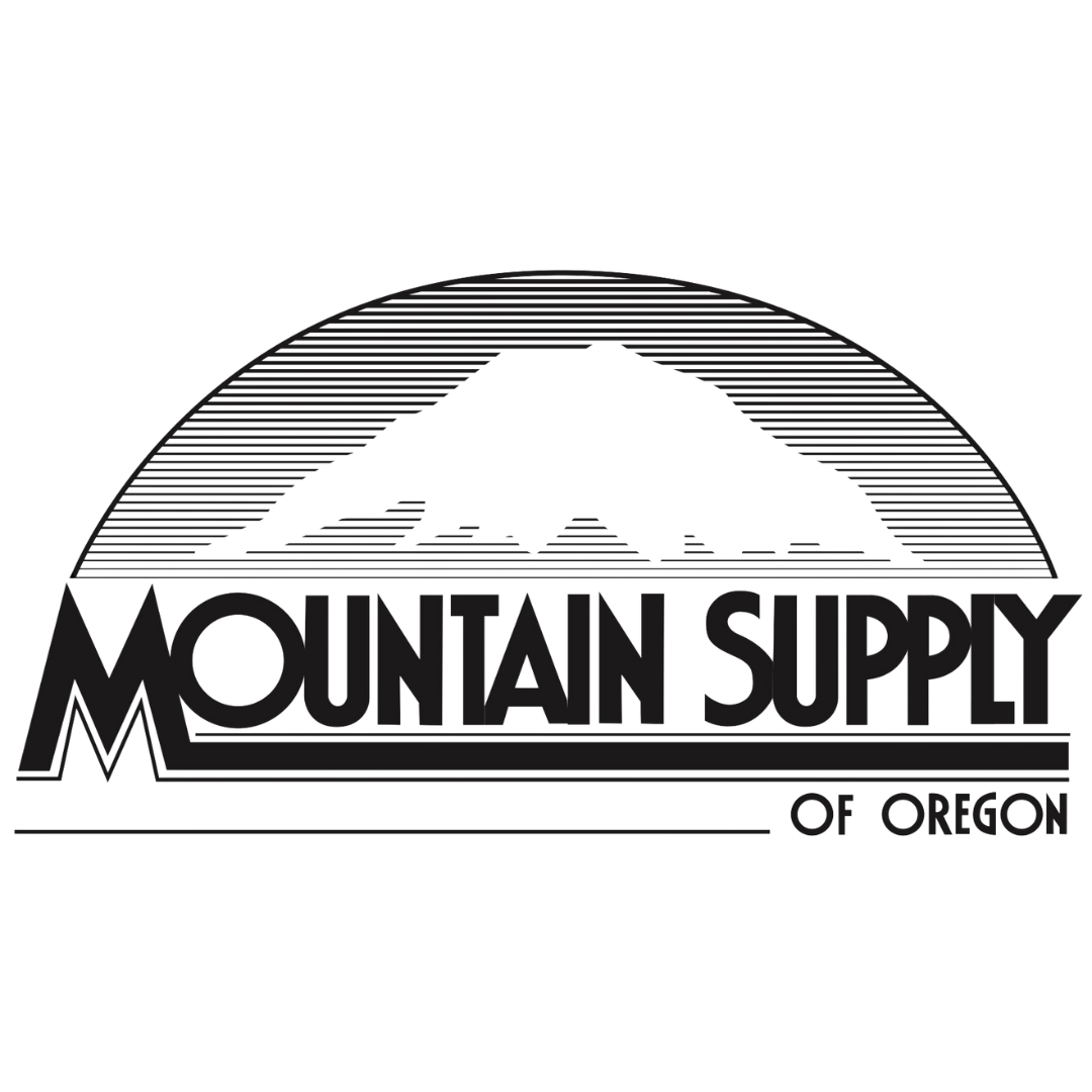 Logo of Mountain Supply of Oregon featuring a mountain with a semi-circle behind it and the company name below.