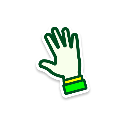 Yellow flag on green pole with a green stand