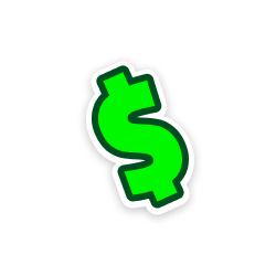 Green dollar sign symbol with black and white outline.