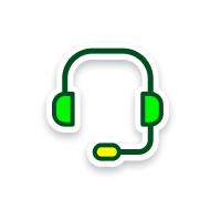 Green headset with microphone icon