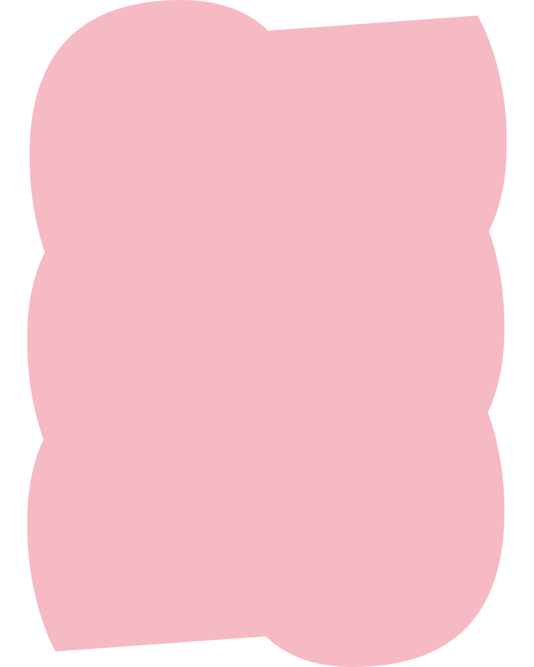 Das Bild zeigt eine rosa Figur, die aussieht wie eine Schleife oder ein Band, das gefaltet oder zusammengerollt ist.