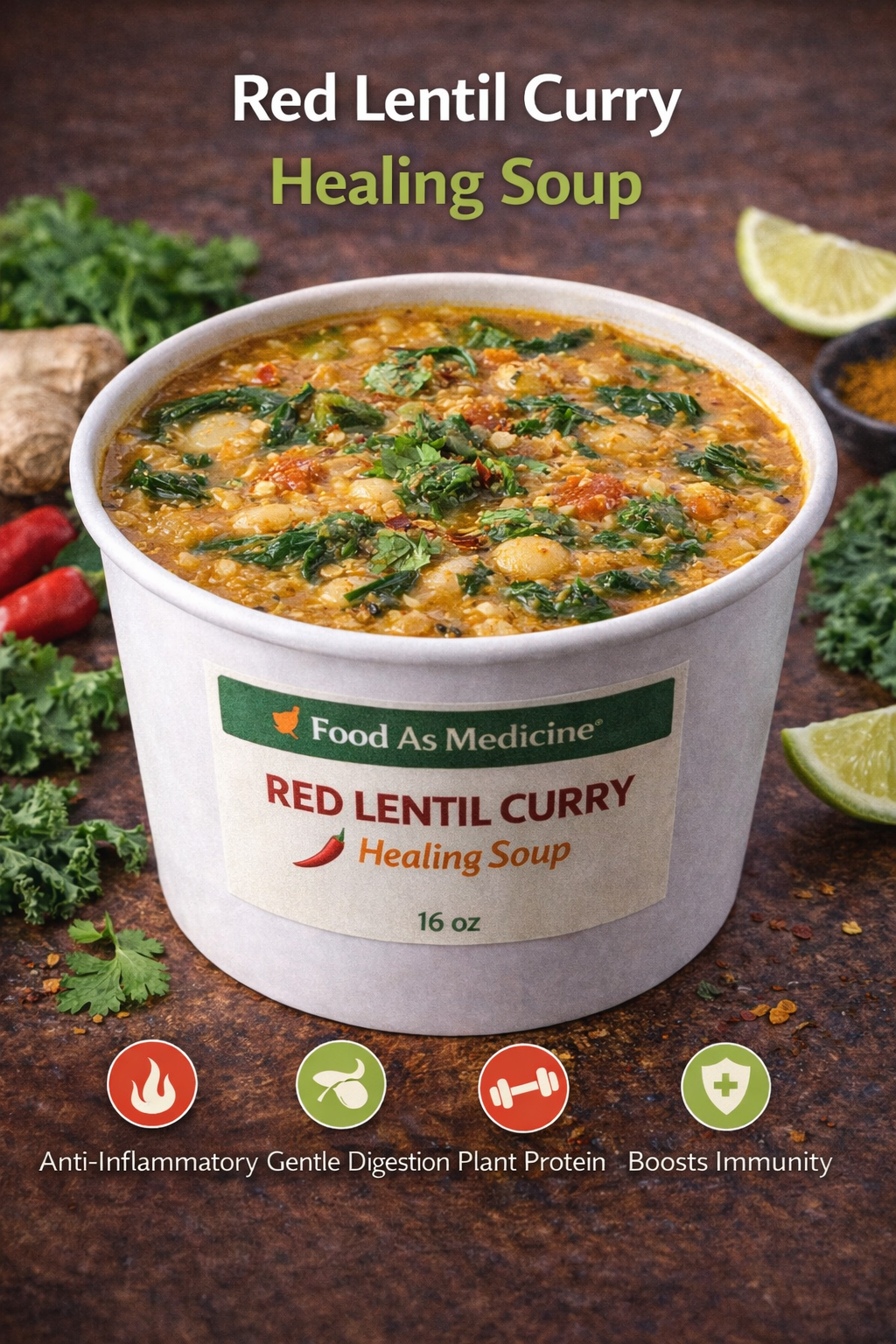 Red lentil curry healing soup