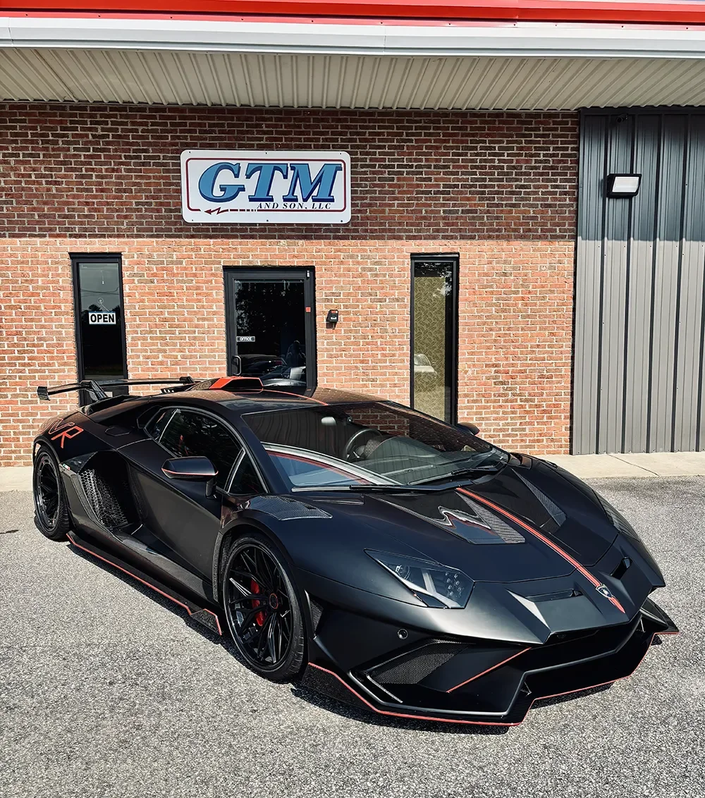 Lamborghini service, repair, and restoration at GTM AND SON specializing in classic and modern models including engine, drivetrain, clutch, transmission, cooling, and brake systems.