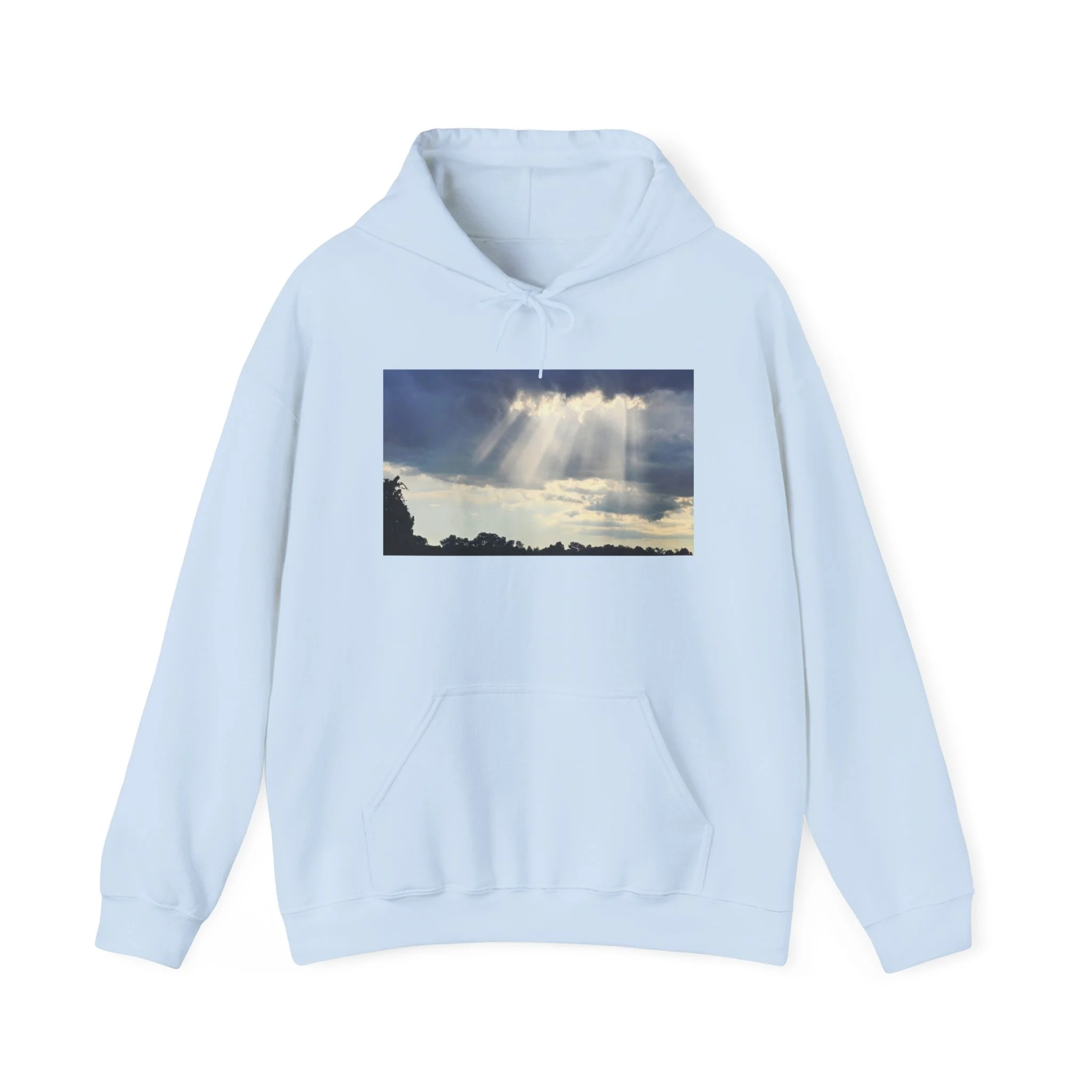 Sunbeam Sky Hoodie — Inspirational Cloud Rays Sweatshirt