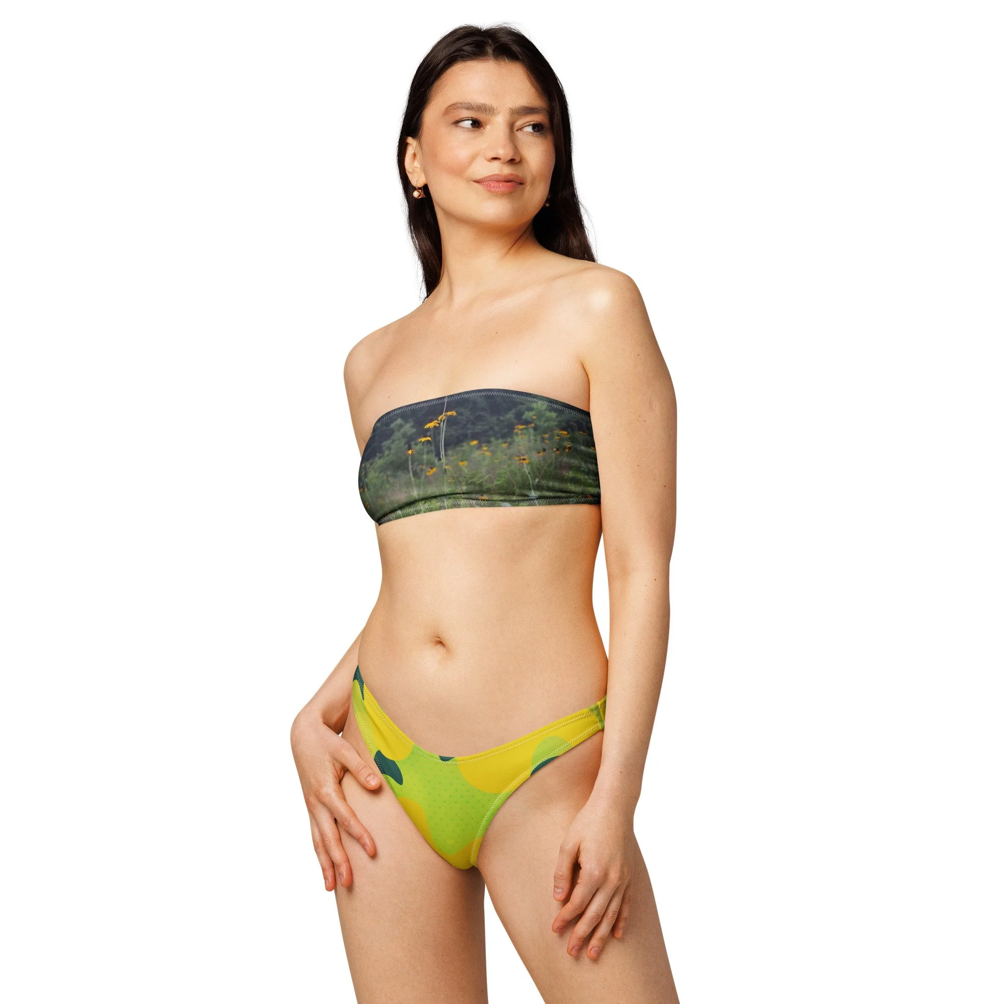 Black Eyed Susan Sunshine Camo bandeau bikini