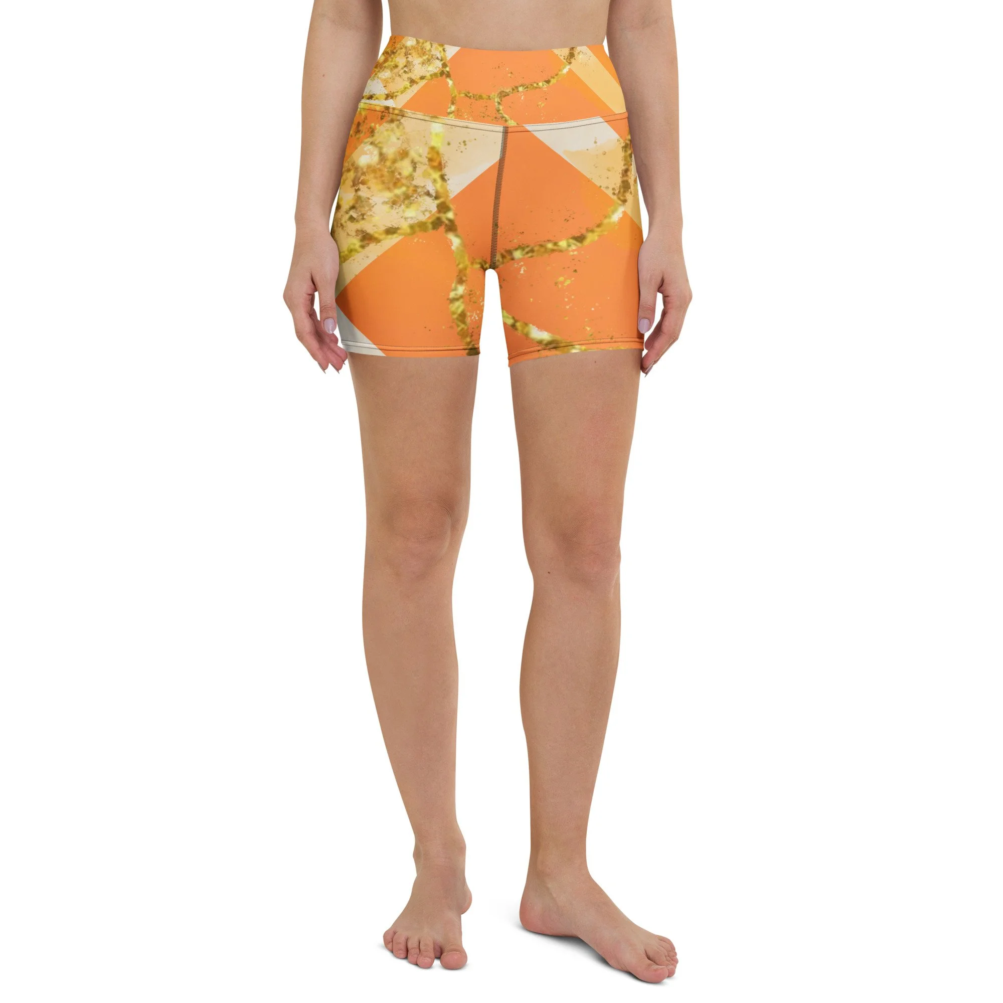 Lion's Tale Orange Sparkle Yoga Shorts