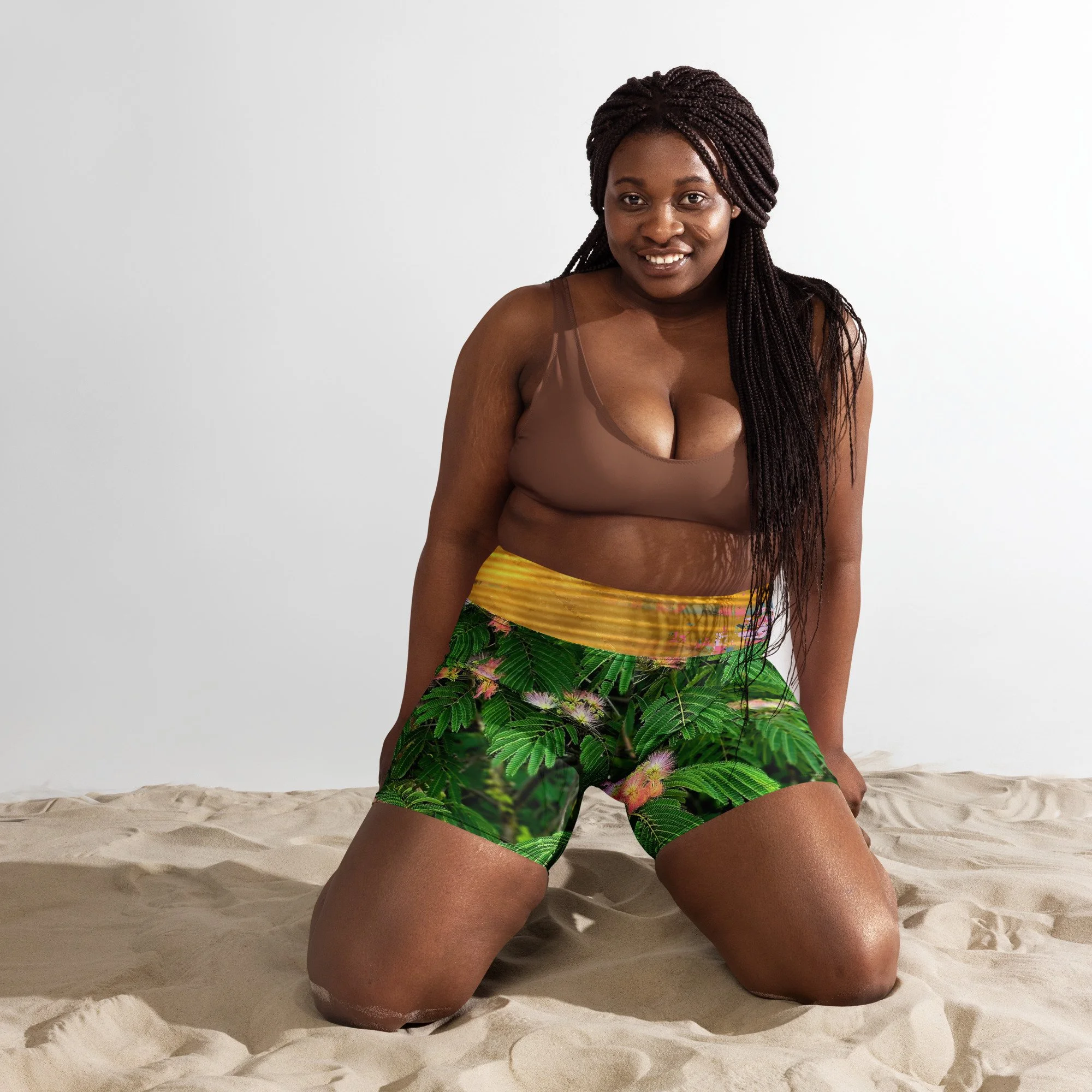 Mimosa Tree Gold Yoga Shorts