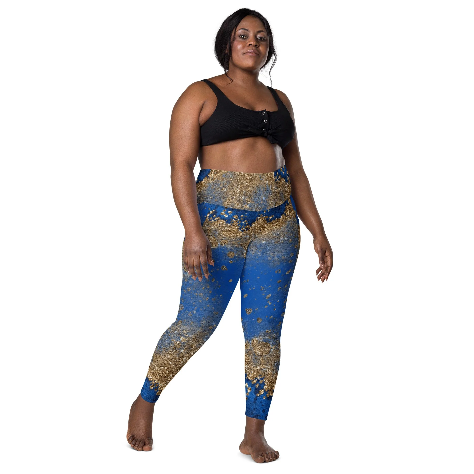 Blue and Gold Shimmer Leggings with pockets