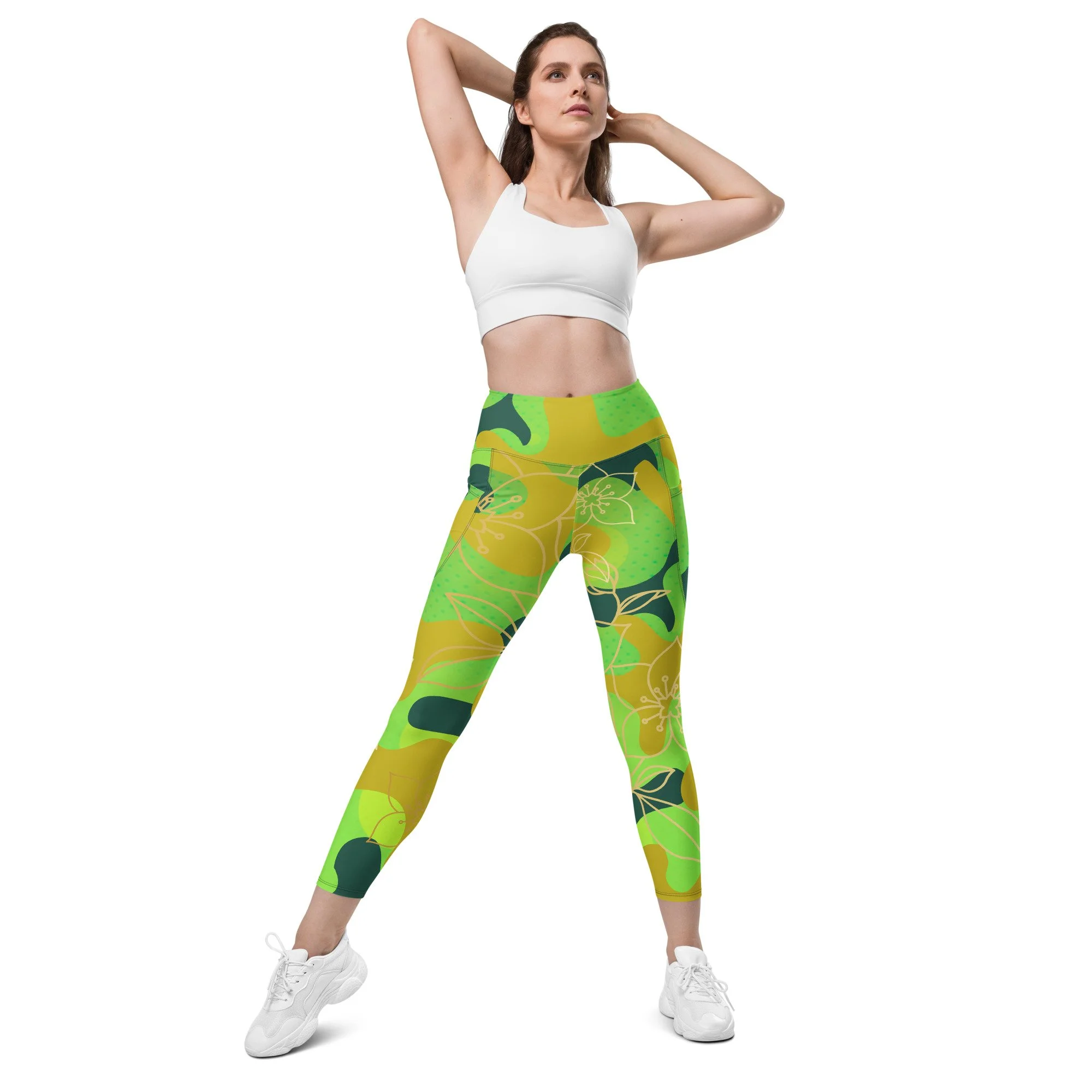 Black Eyed Susan Sunshine Camo Leggings with pockets