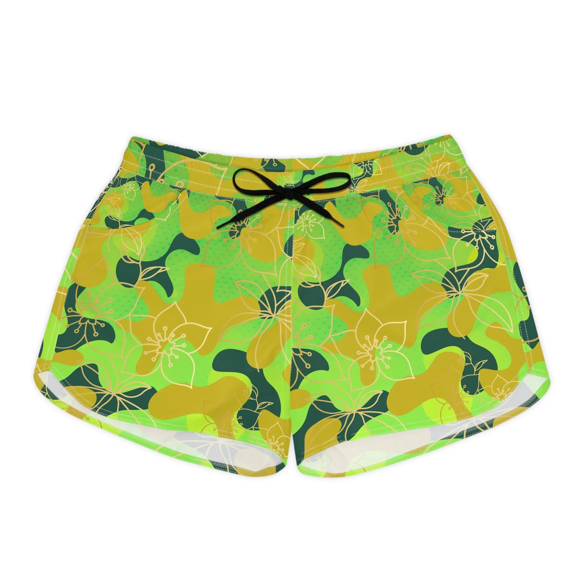 Black Eyed Susan Sunshine Camo Casual Shorts - Tropical Green All-Over Print
