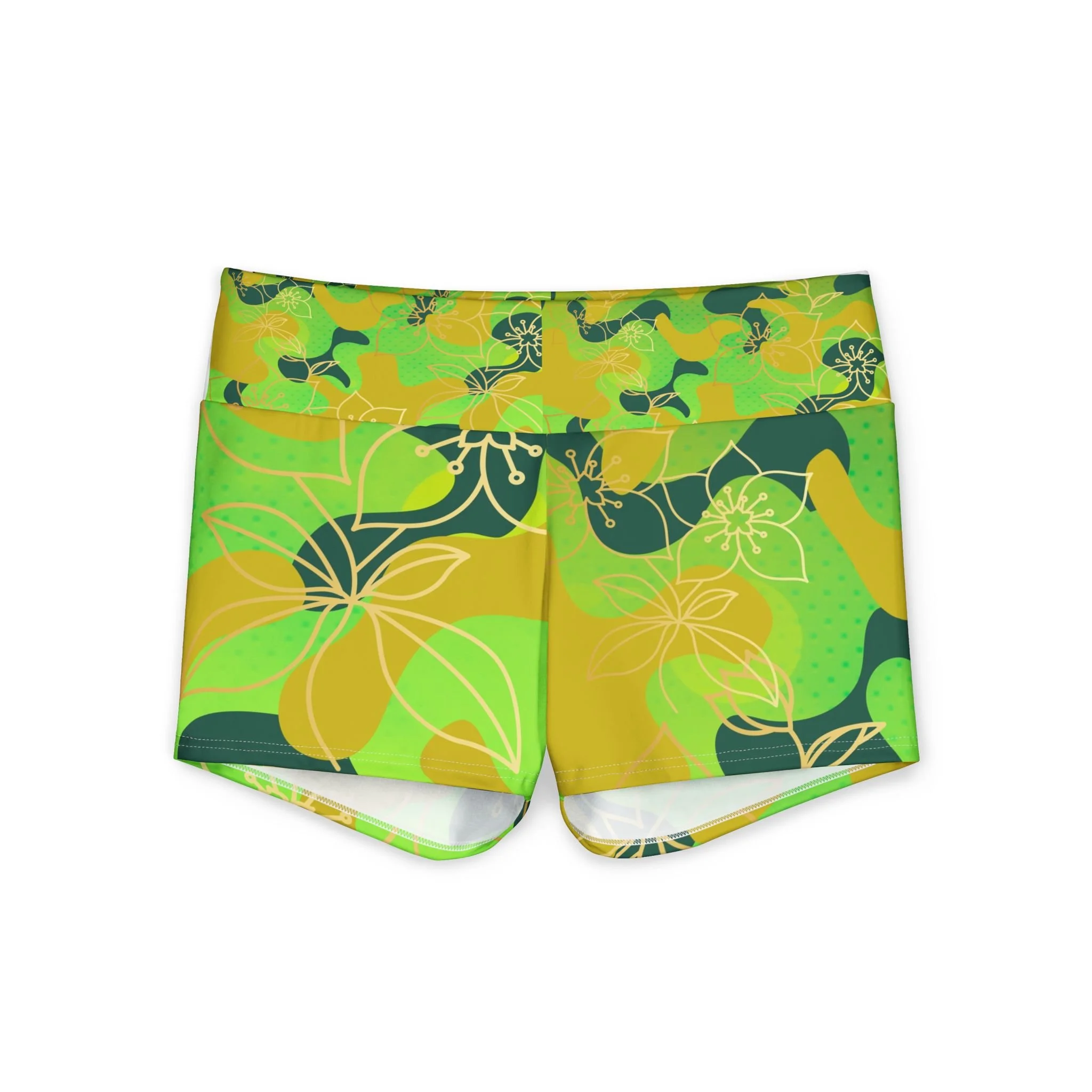 Sunshine Camo Yoga Shorts — Women’s High-Waist Activewear